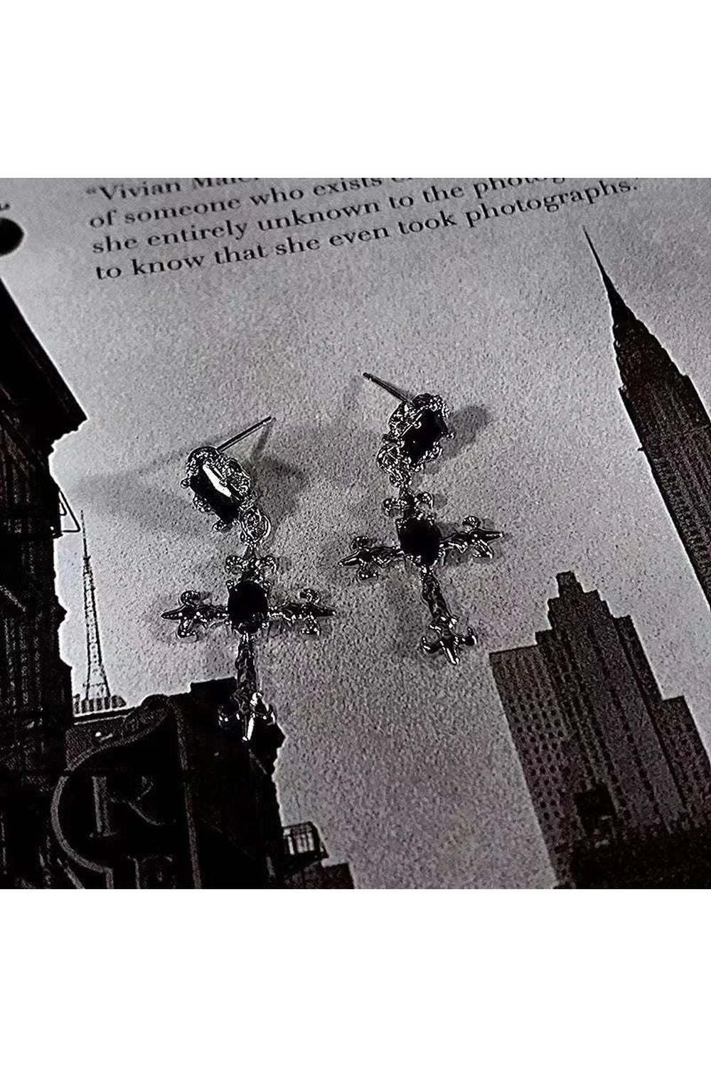 Y2k Large Cross Drill Jewel Earrings