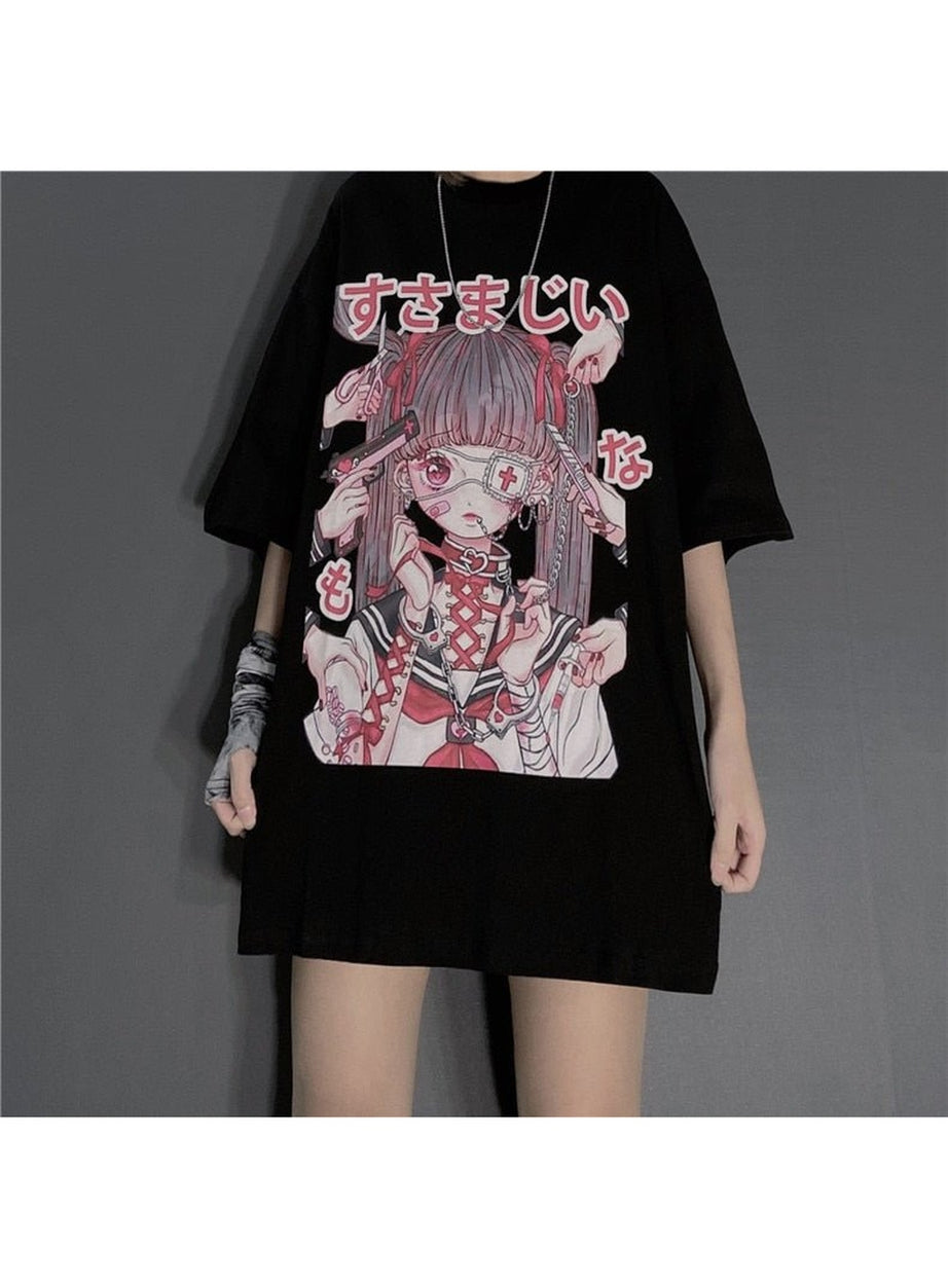 Y2k Large T-shirt with anime print