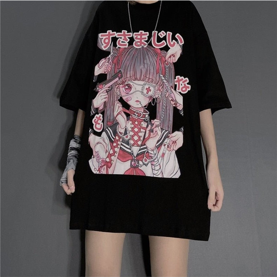 Y2k Large T-shirt with anime print