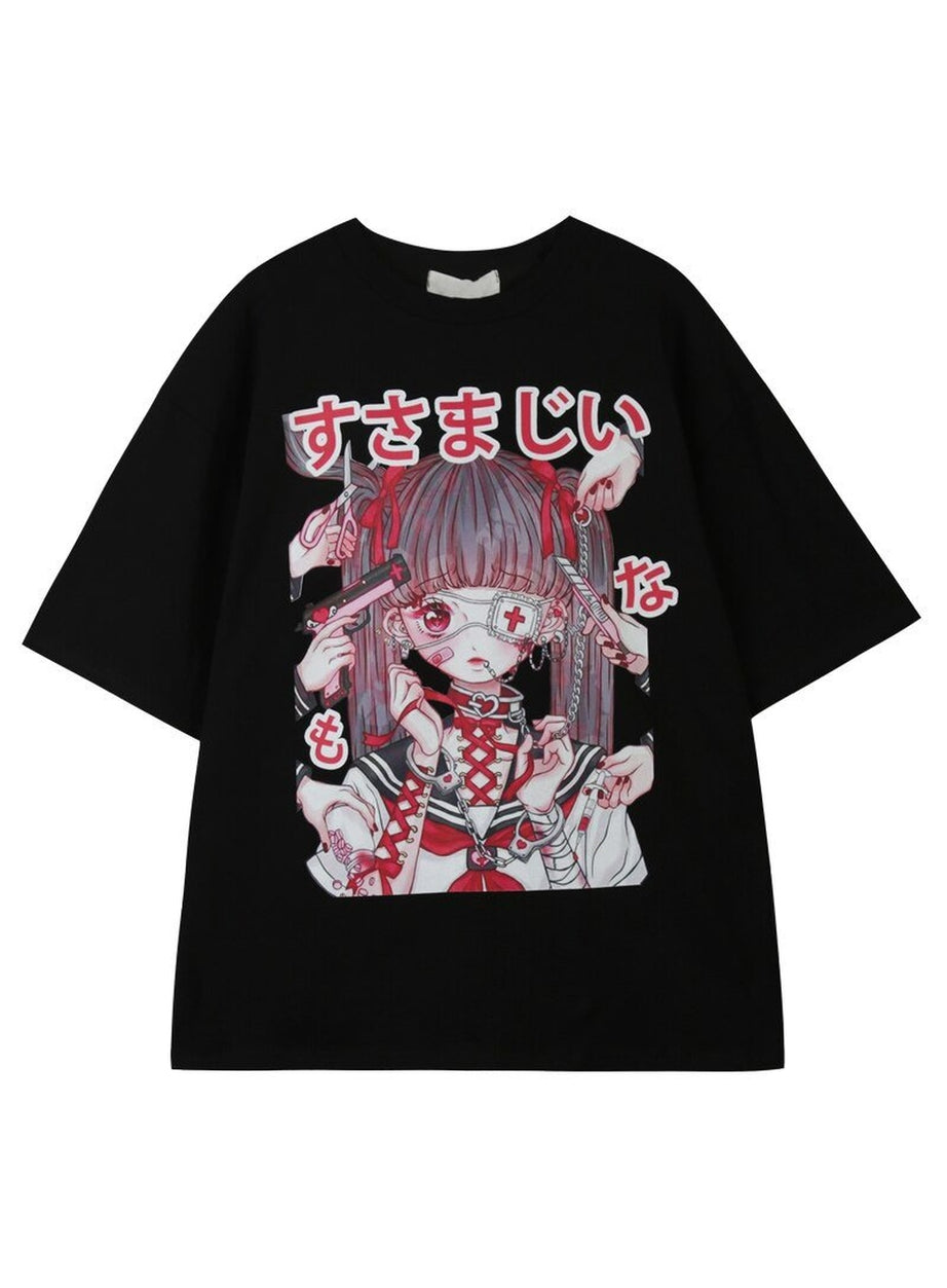 Y2k Large T-shirt with anime print