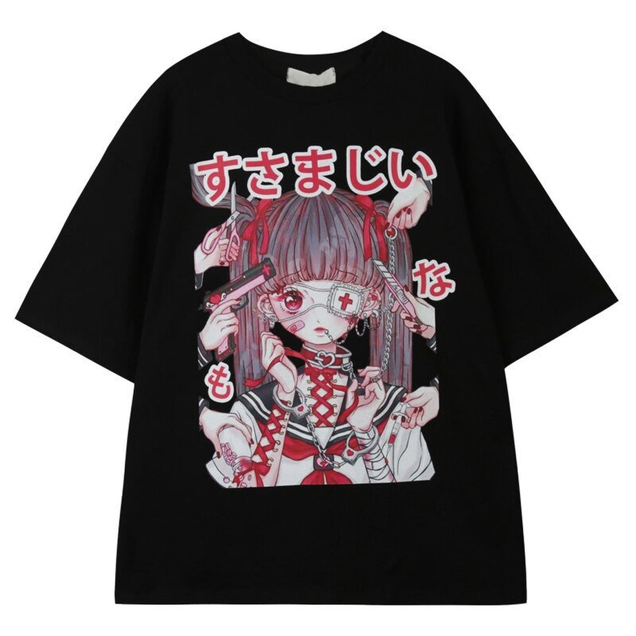 Y2k Large T-shirt with anime print