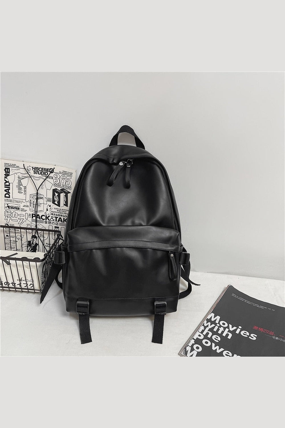 Y2k Leather Rucksack School Backpack