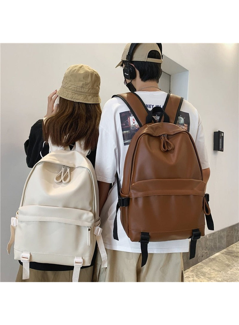 Y2k Leather Rucksack School Backpack