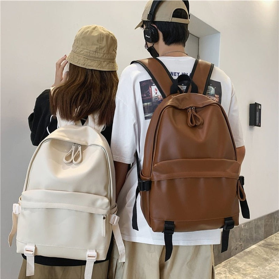 Y2k Leather Rucksack School Backpack