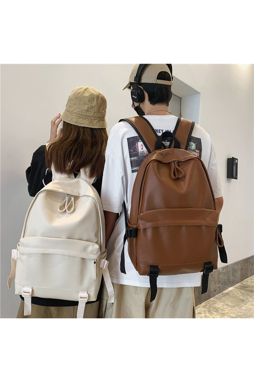 Y2k Leather Rucksack School Backpack