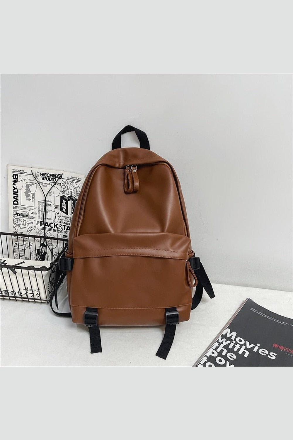 Y2k Leather Rucksack School Backpack