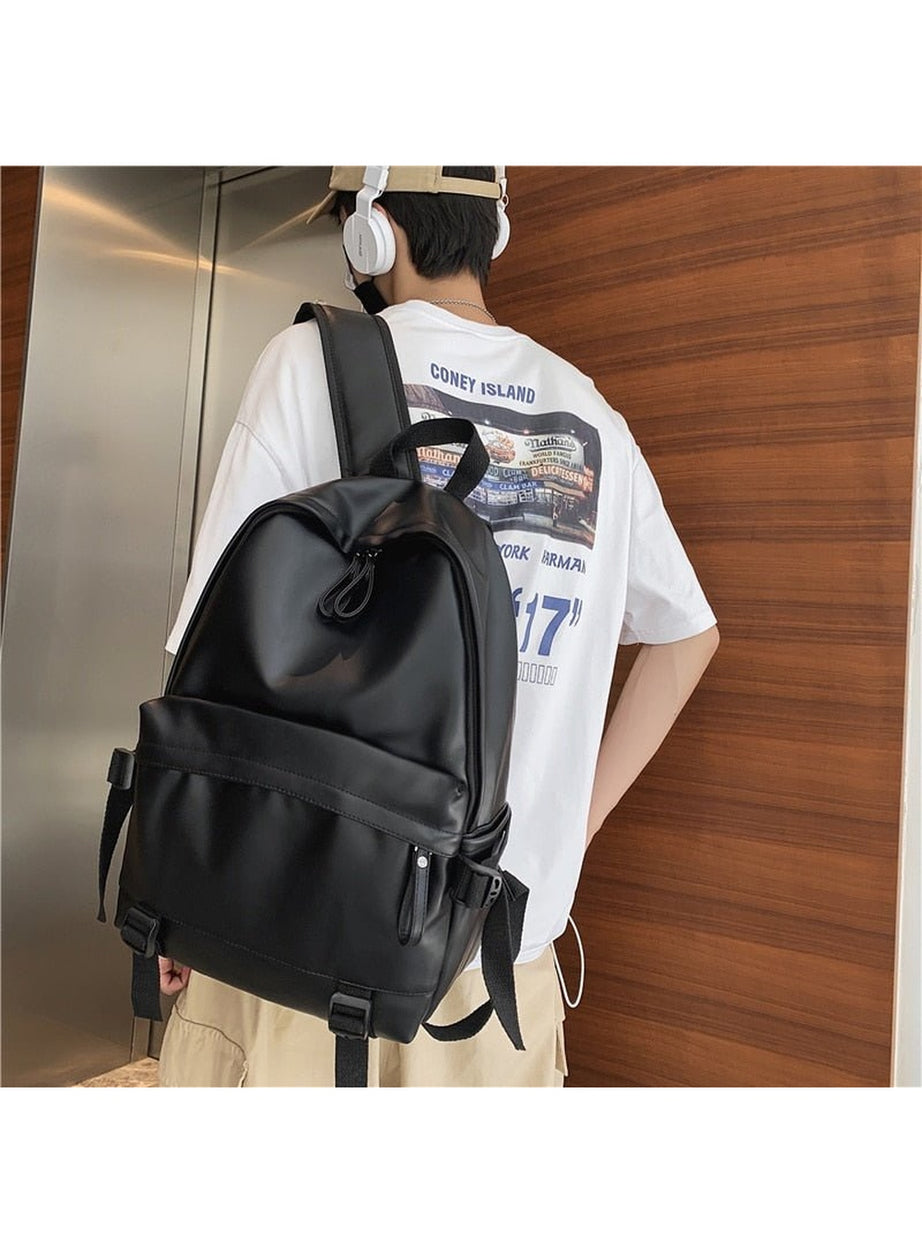 Y2k Leather Rucksack School Backpack