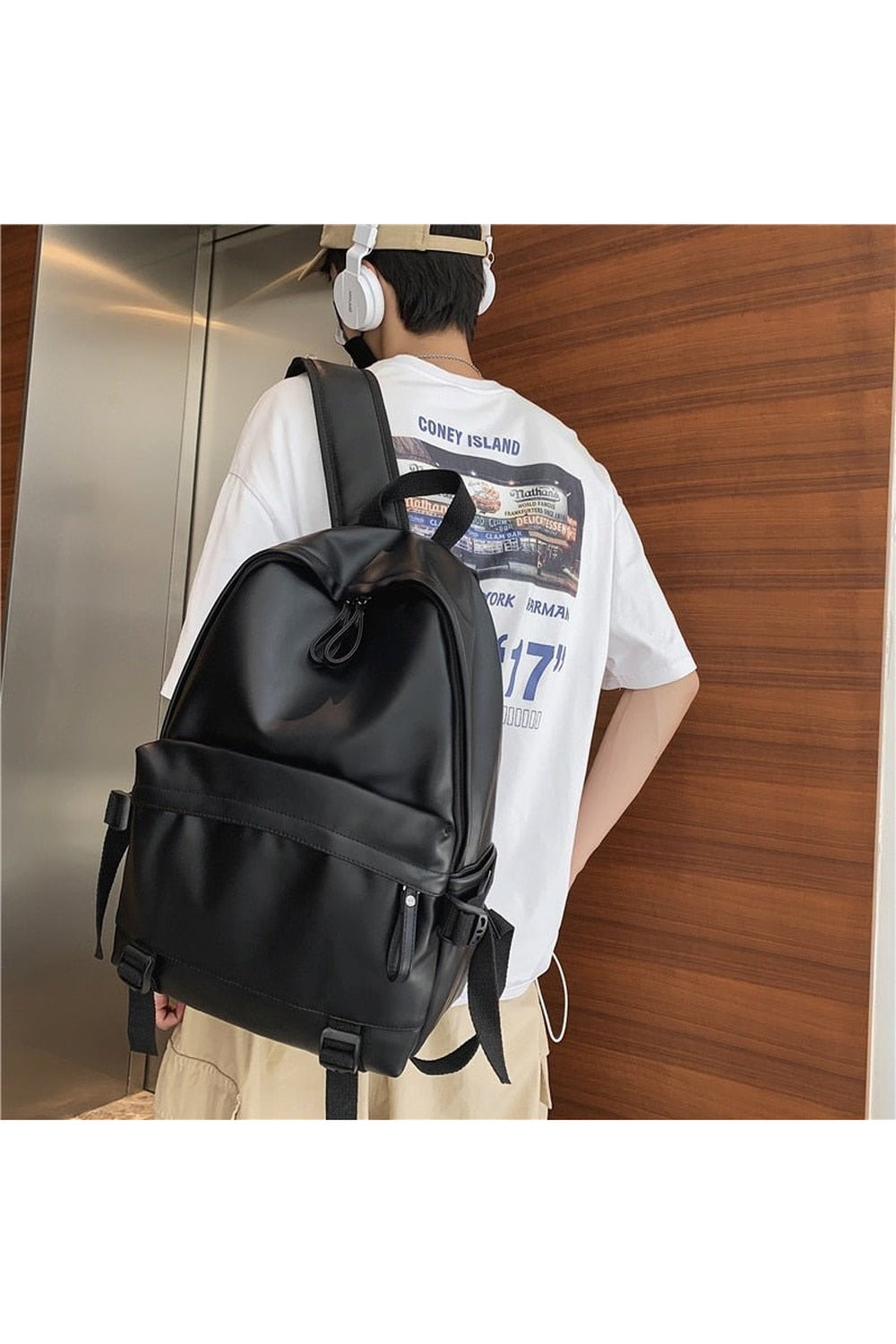 Y2k Leather Rucksack School Backpack
