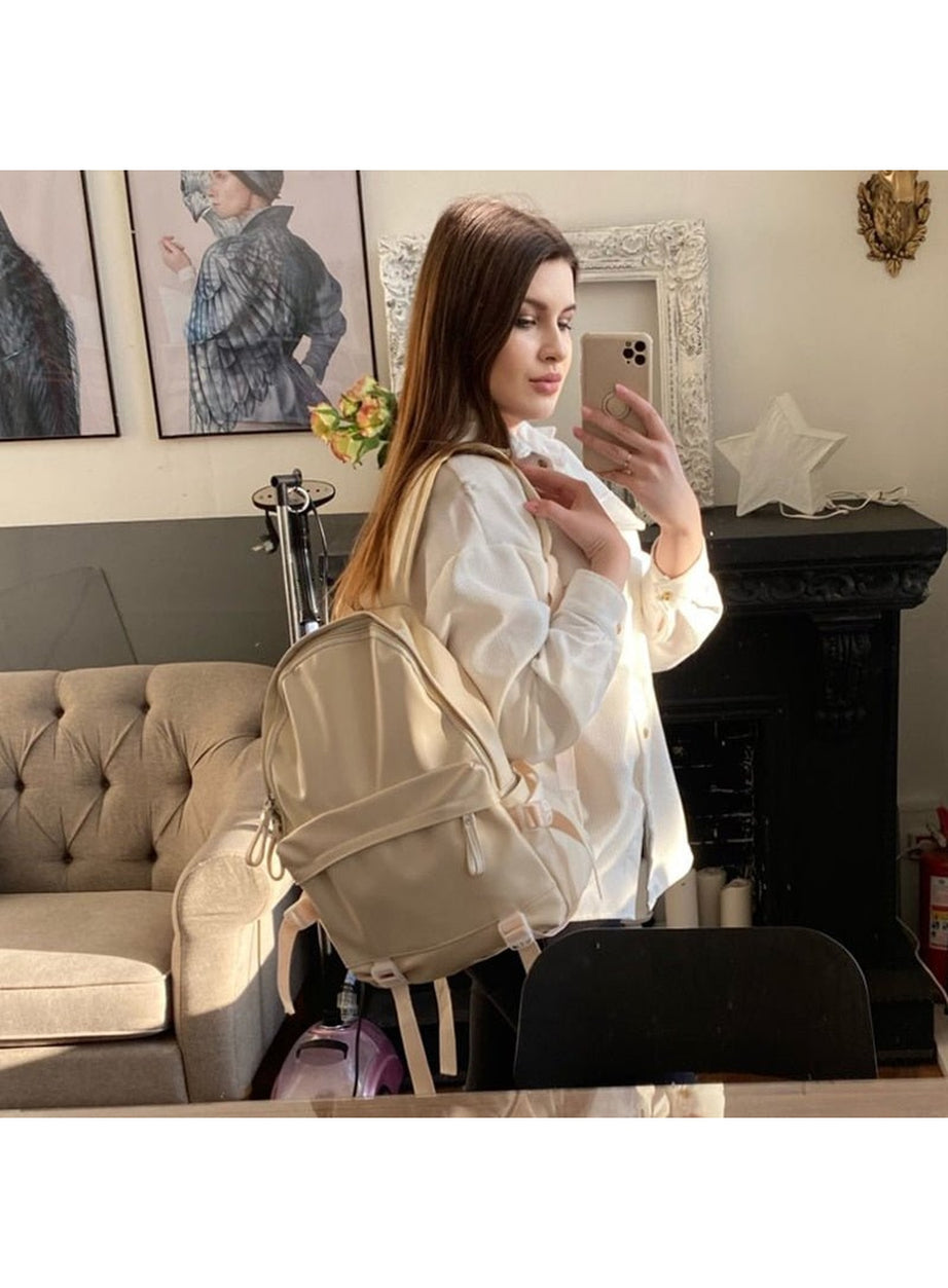 Y2k Leather Rucksack School Backpack