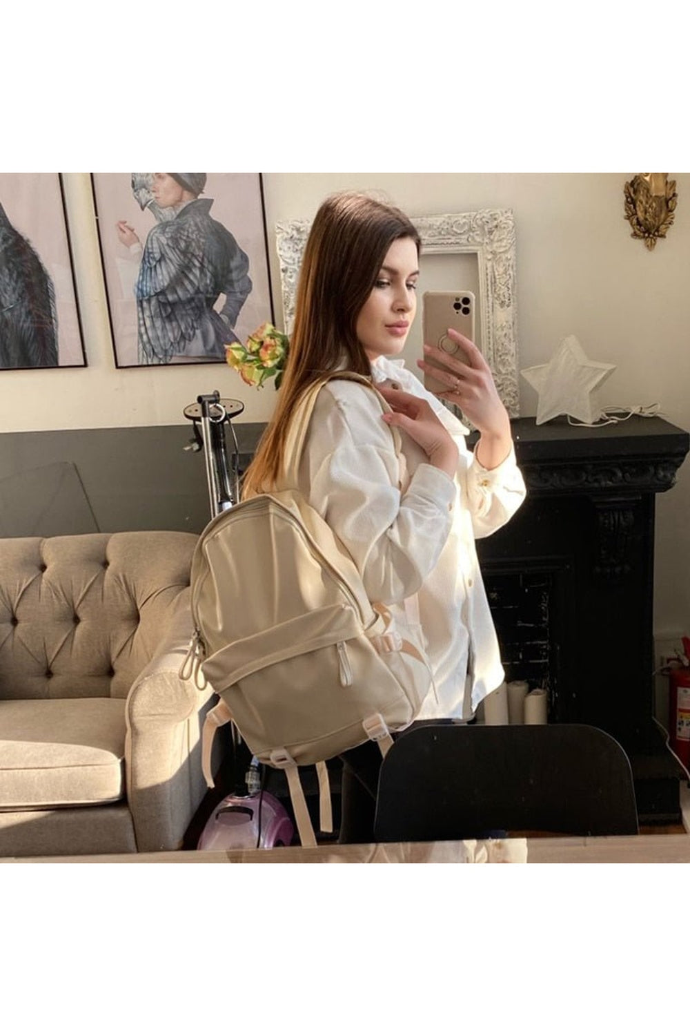 Y2k Leather Rucksack School Backpack