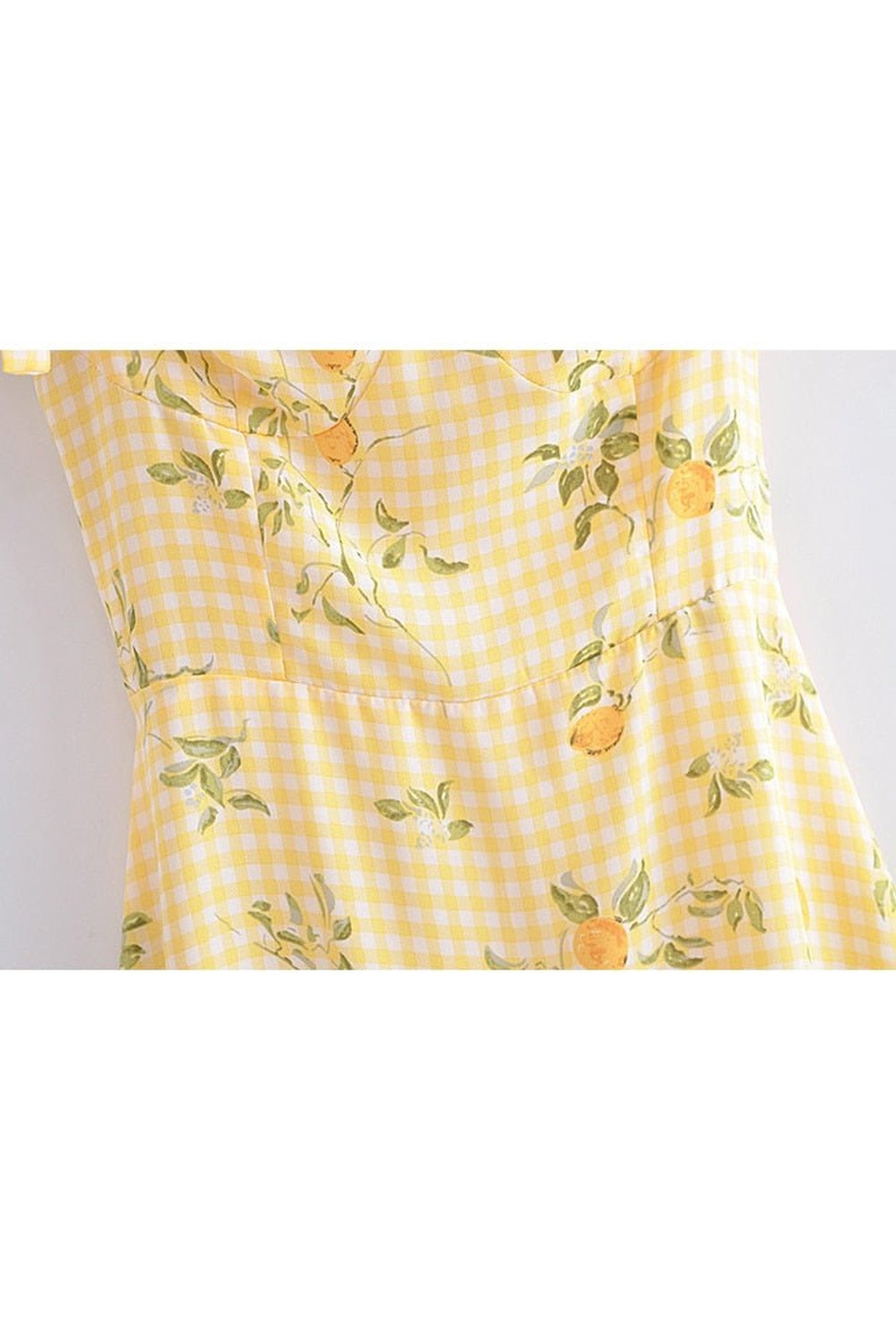 Y2k Lemon Print Plaid Dress