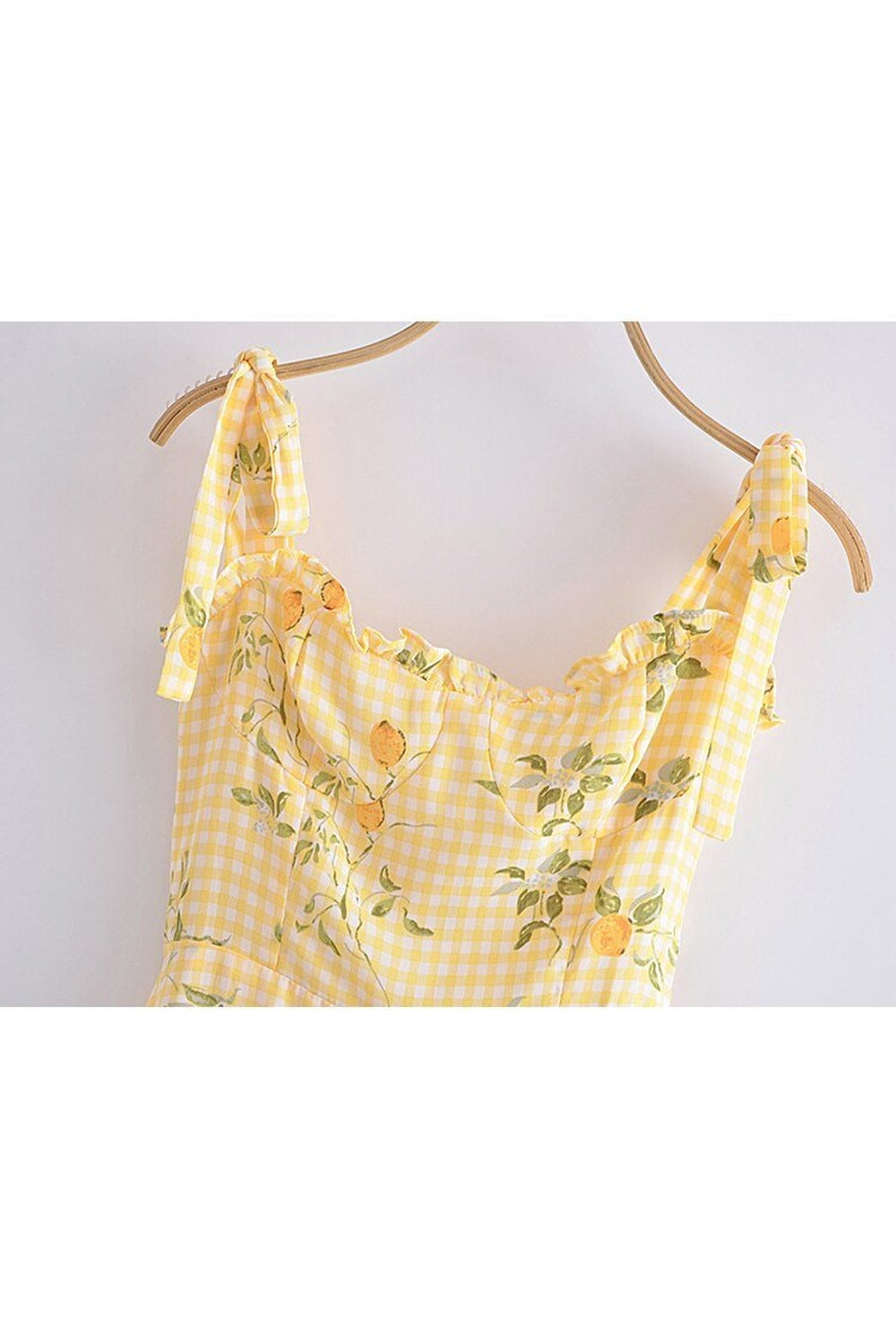 Y2k Lemon Print Plaid Dress