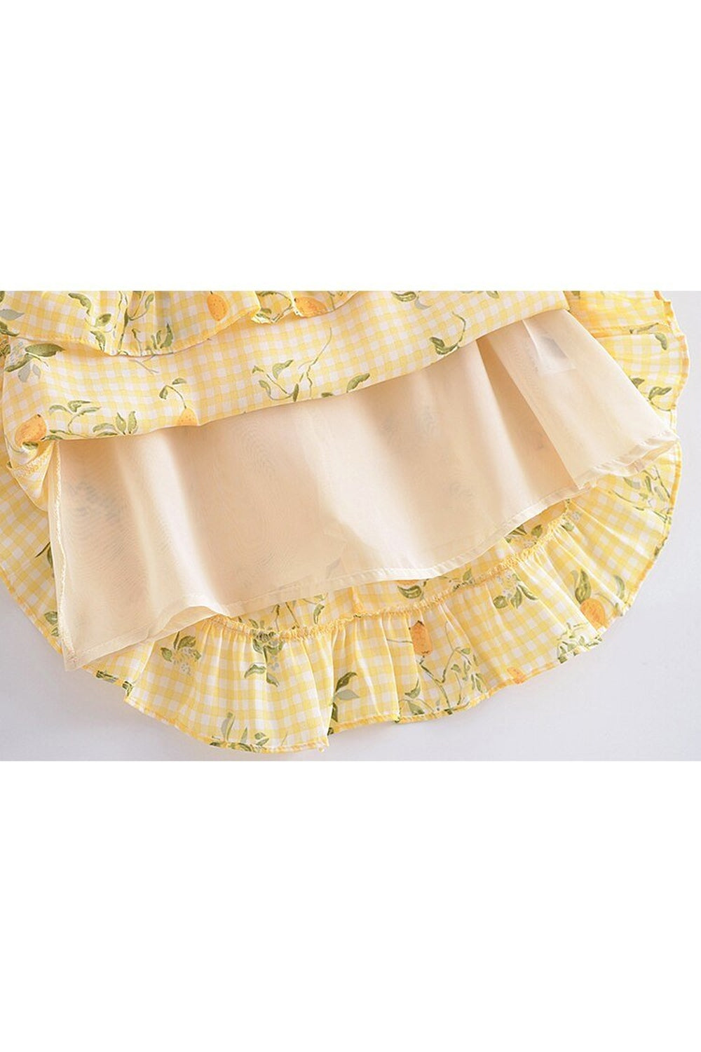 Y2k Lemon Print Plaid Dress