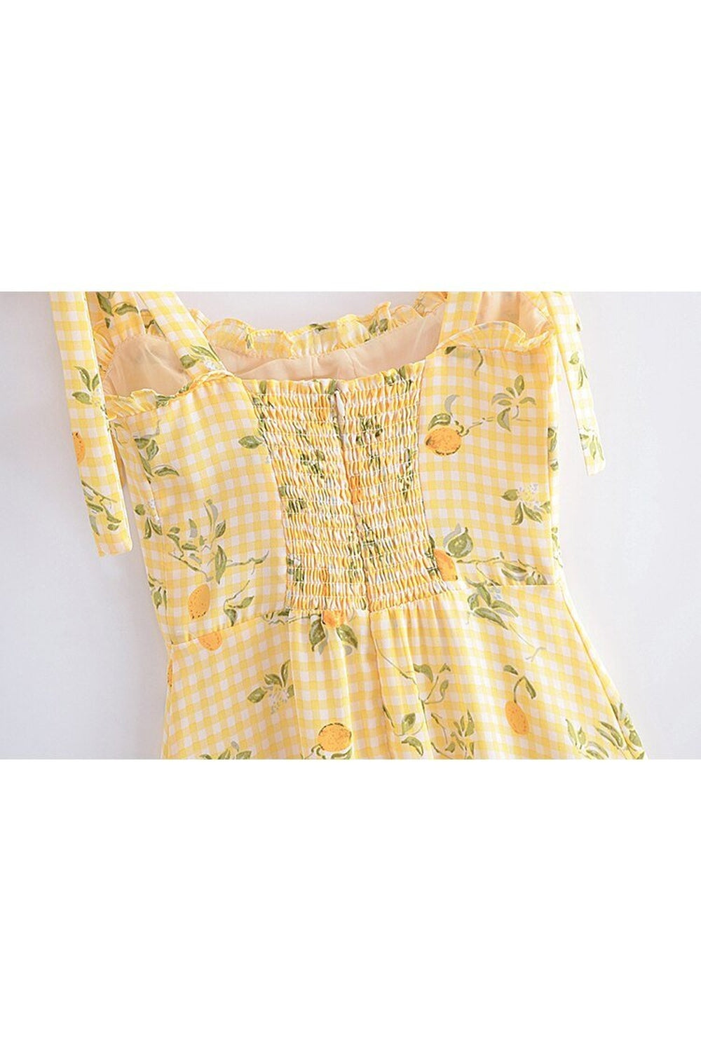 Y2k Lemon Print Plaid Dress