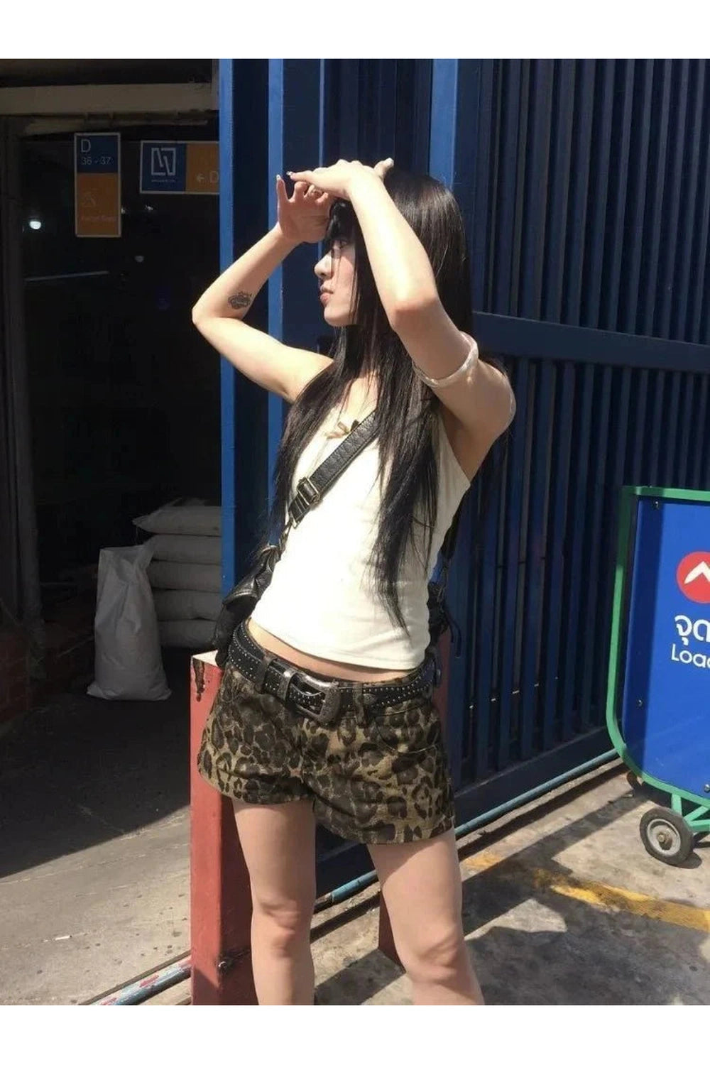 Y2k Leopard Print Denim Shorts