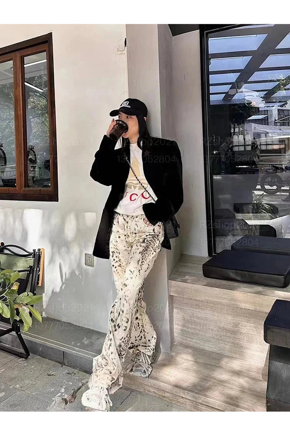 Y2k Leopard Print Wide Jeans