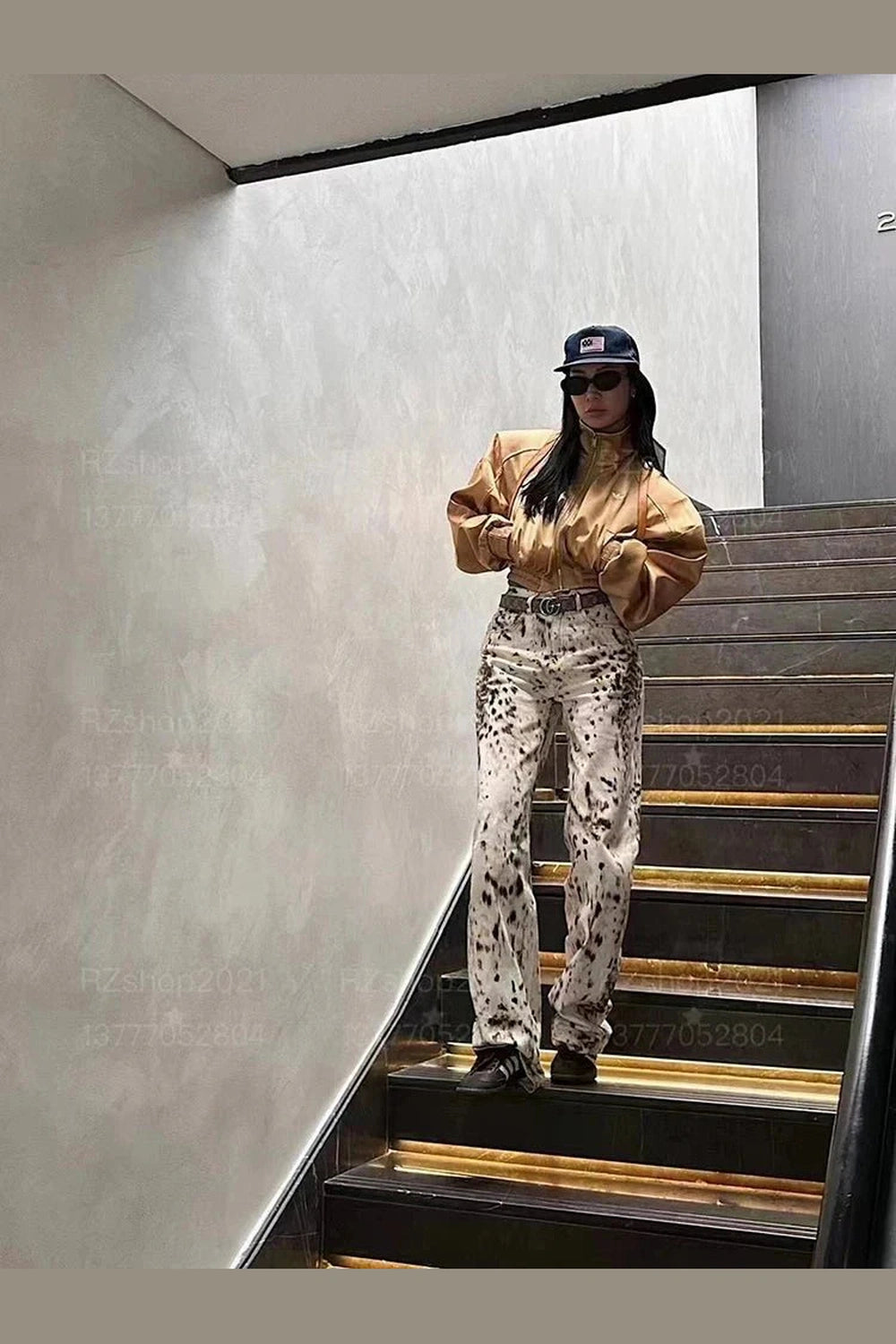 Y2k Leopard Print Wide Jeans