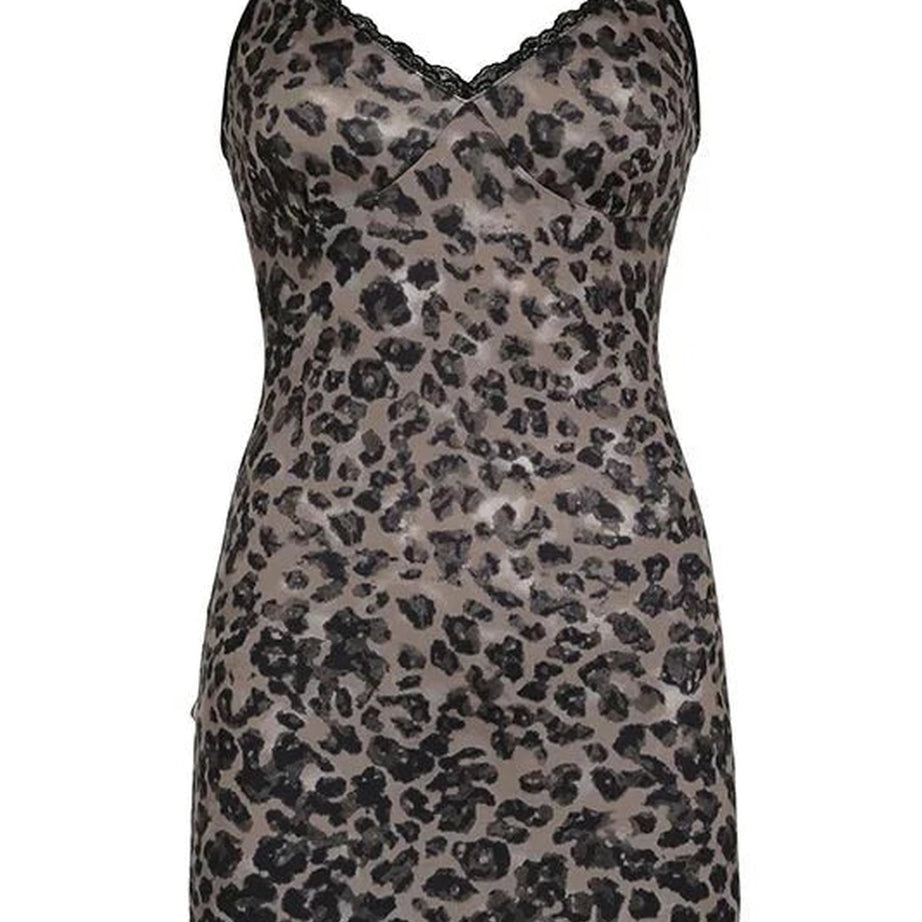 Y2k Leopard Spaghetti Strap Dress