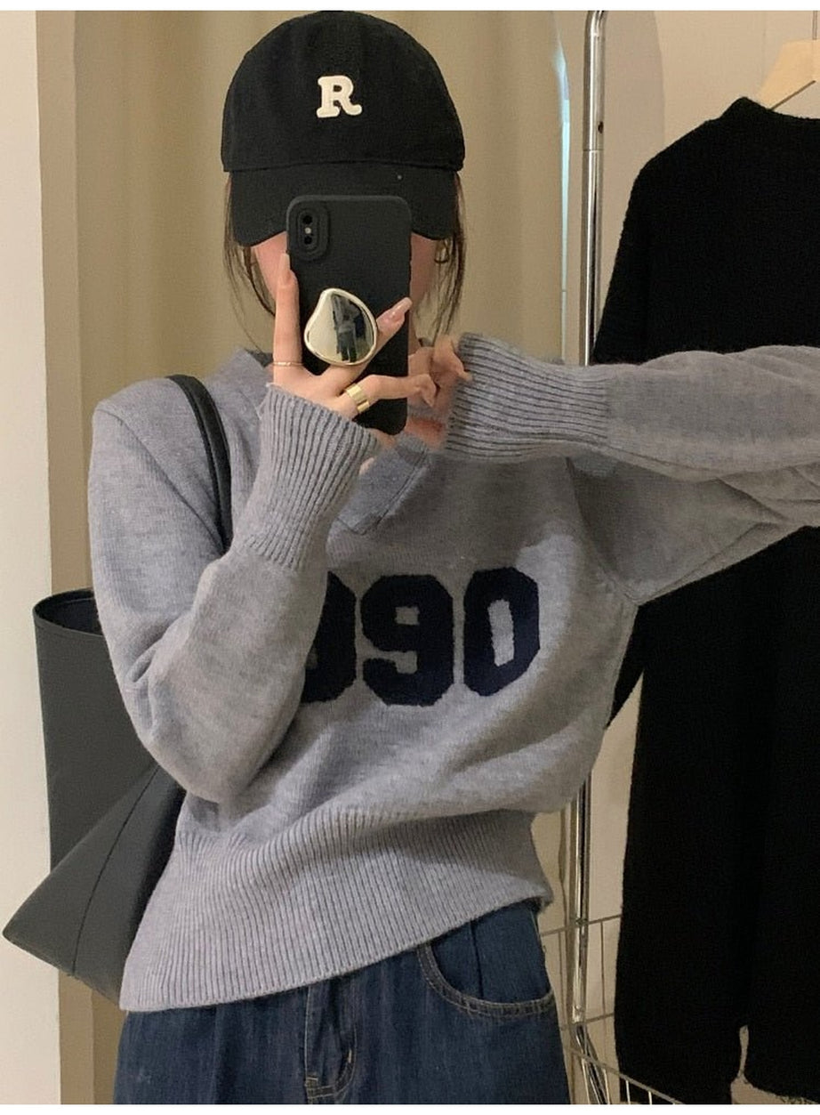 Y2k Letter Patchwork Sweater