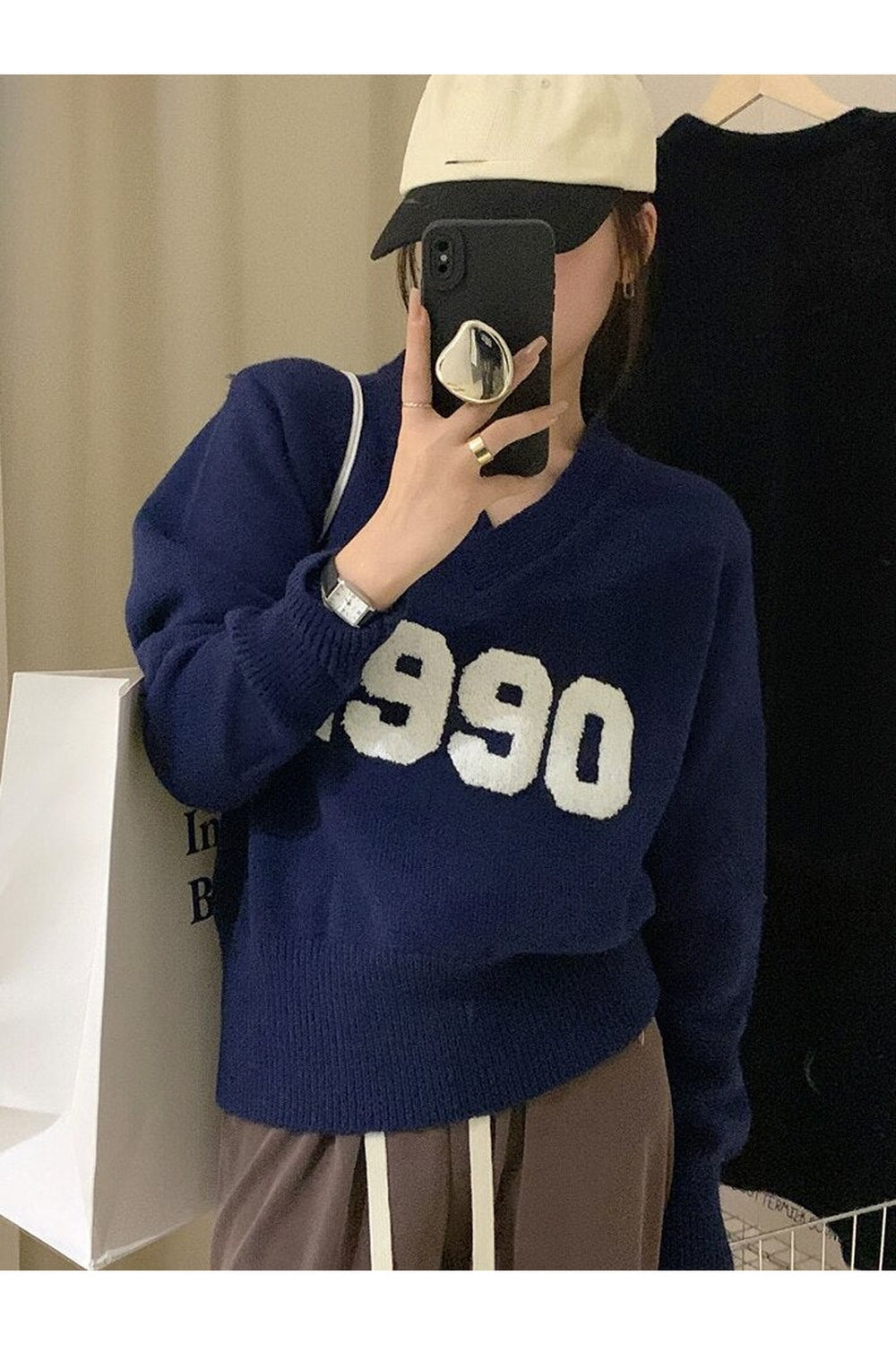 Y2k Letter Patchwork Sweater