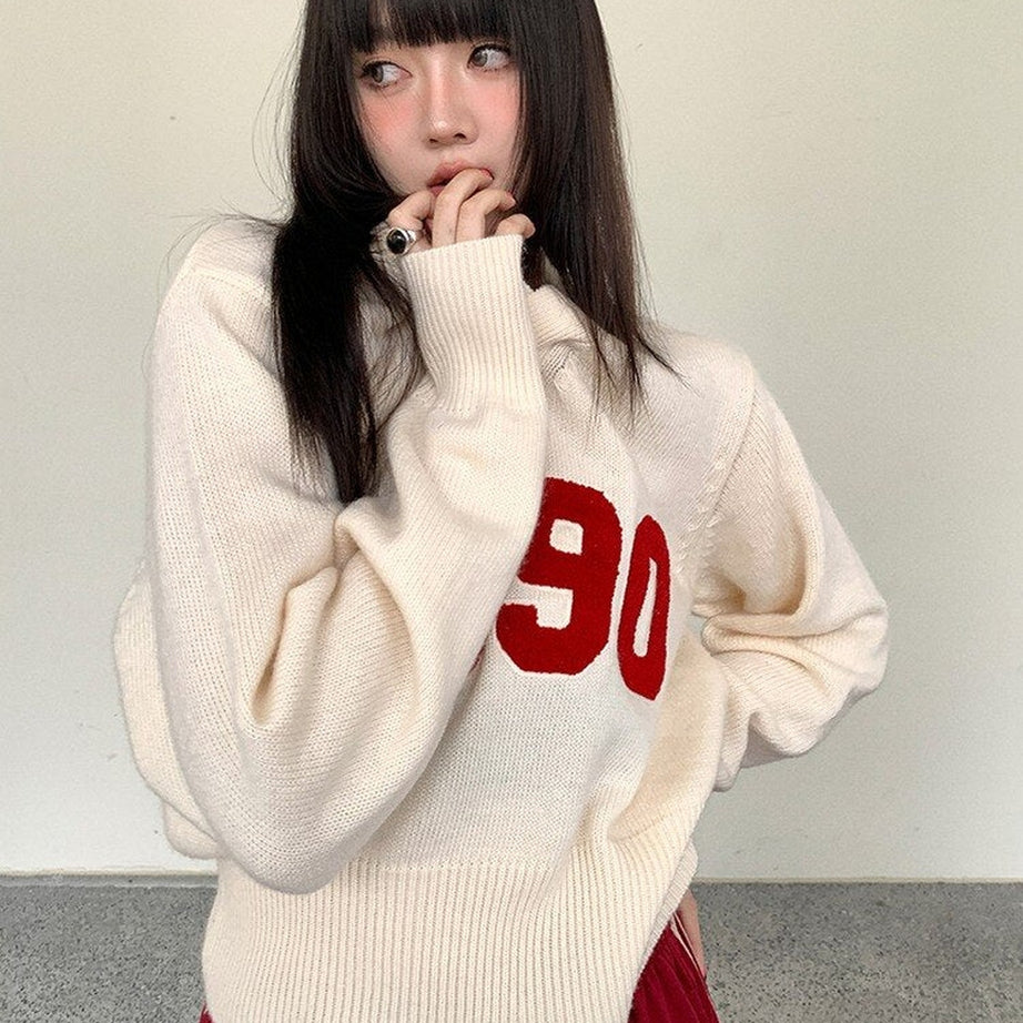 Y2k Letter Patchwork Sweater