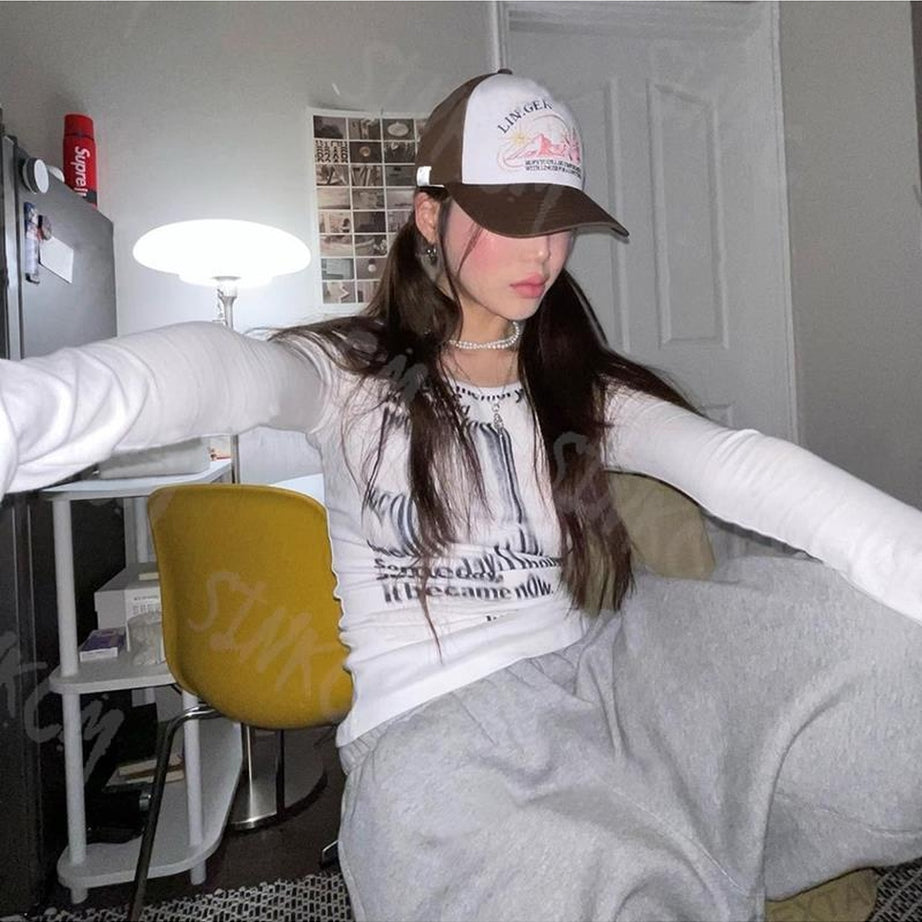 Y2k Letter Printing Long Sleeve T-Shirt