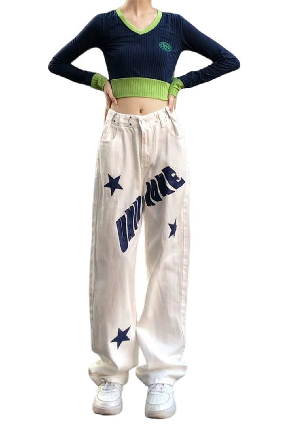 Y2k Letter Star Loose Jeans