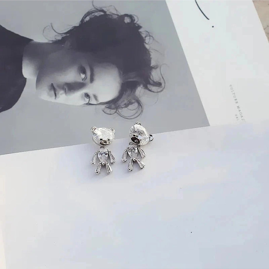 Y2k Little Bear Zirconia Stud Earrings