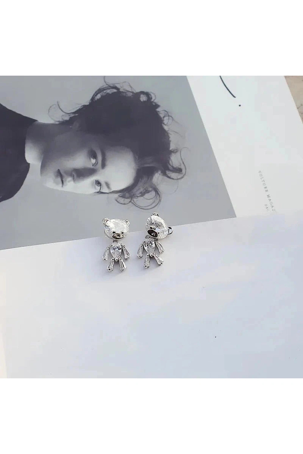 Y2k Little Bear Zirconia Stud Earrings