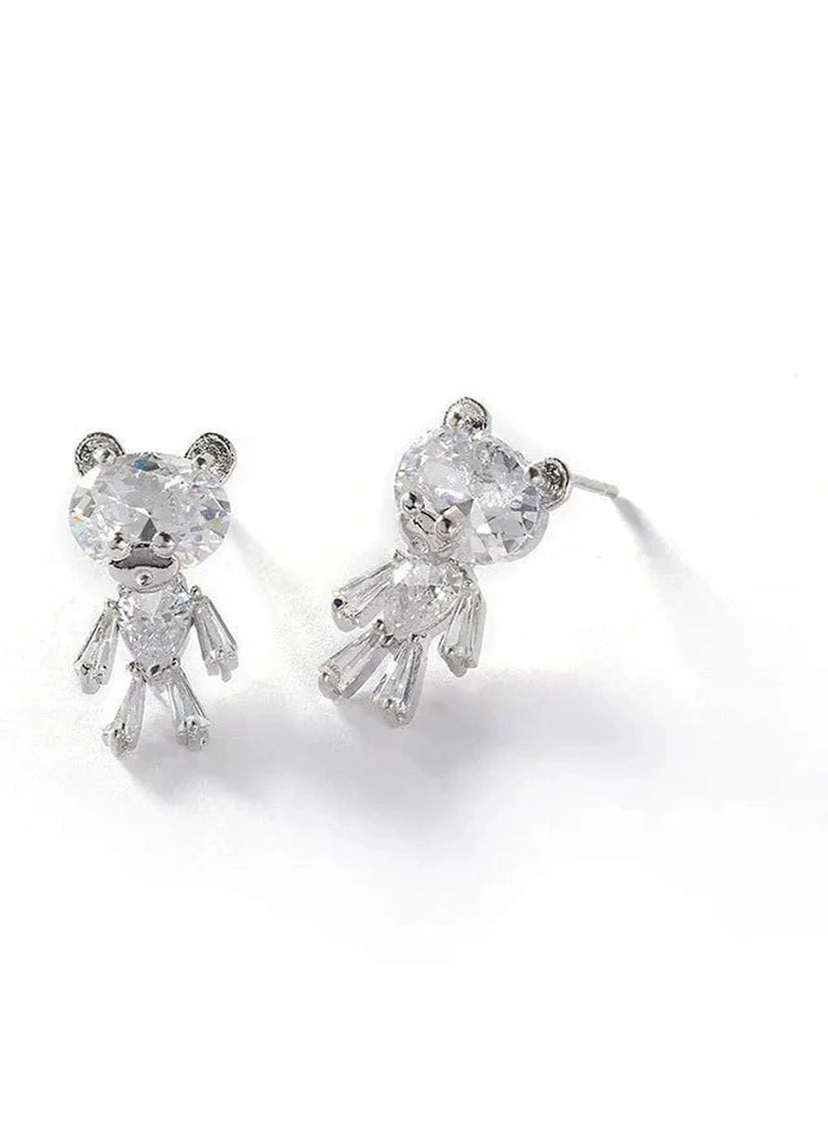 Y2k Little Bear Zirconia Stud Earrings