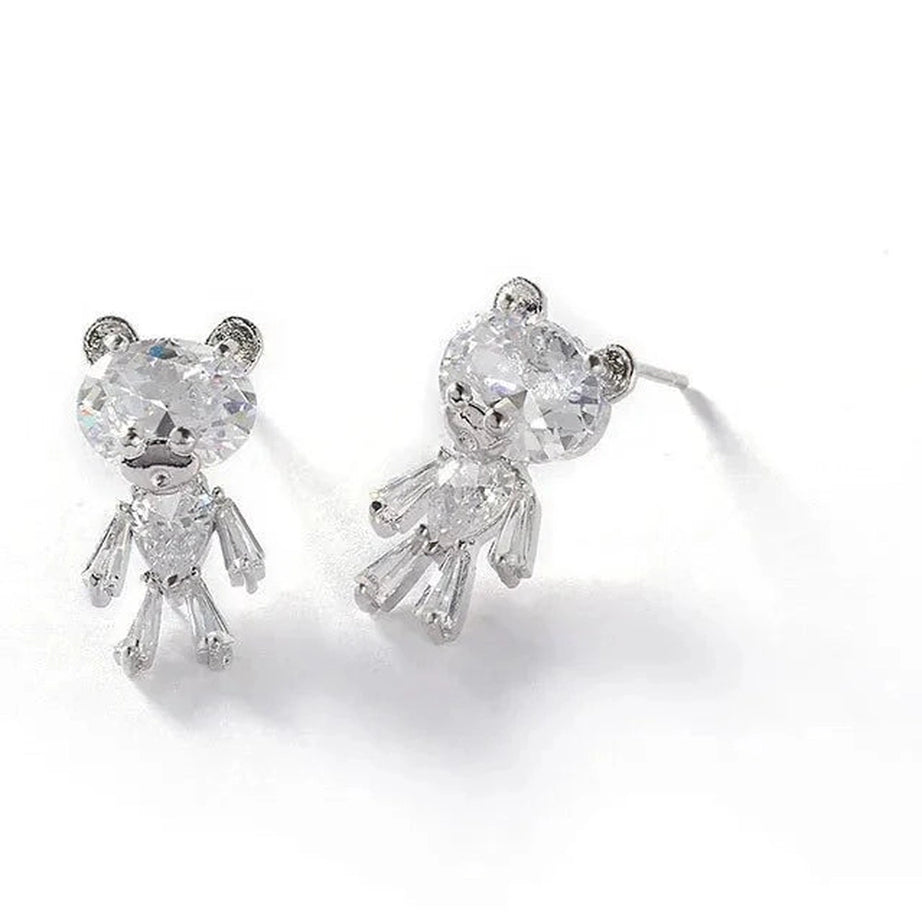 Y2k Little Bear Zirconia Stud Earrings