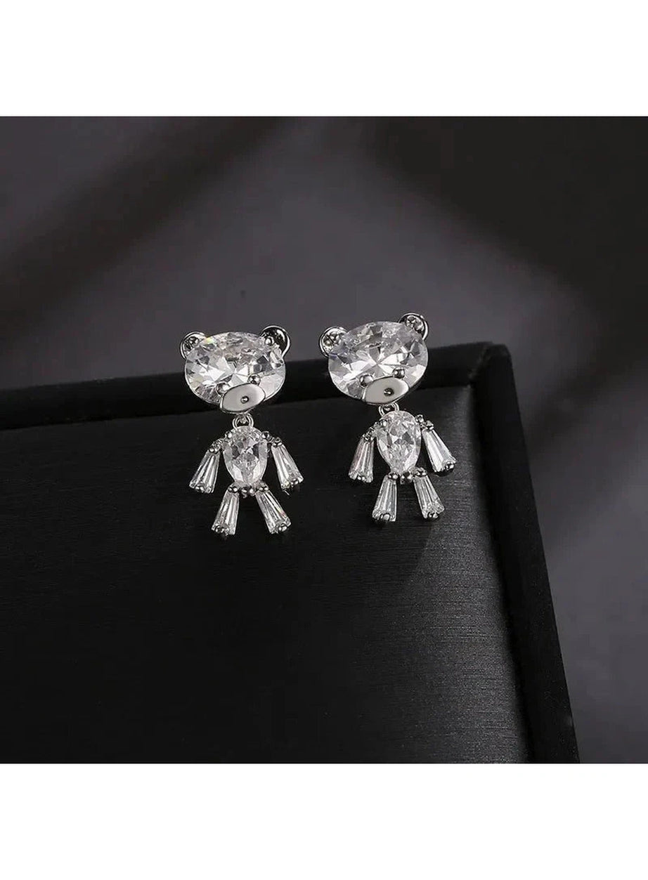 Y2k Little Bear Zirconia Stud Earrings