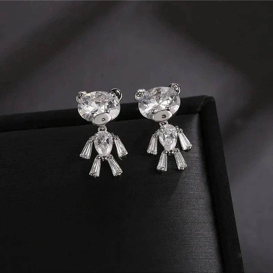 Y2k Little Bear Zirconia Stud Earrings