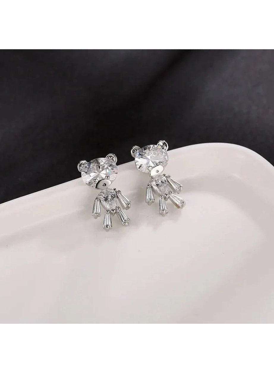 Y2k Little Bear Zirconia Stud Earrings
