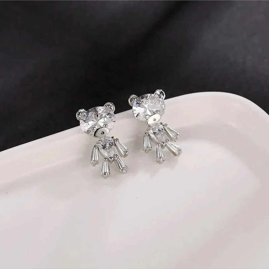 Y2k Little Bear Zirconia Stud Earrings