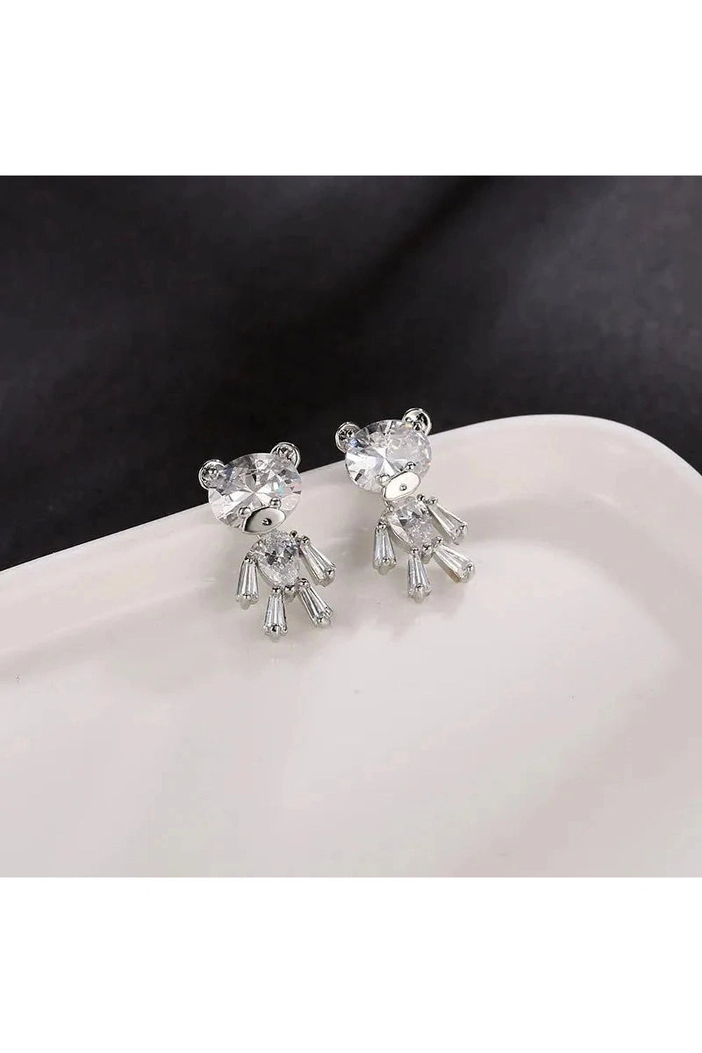Y2k Little Bear Zirconia Stud Earrings