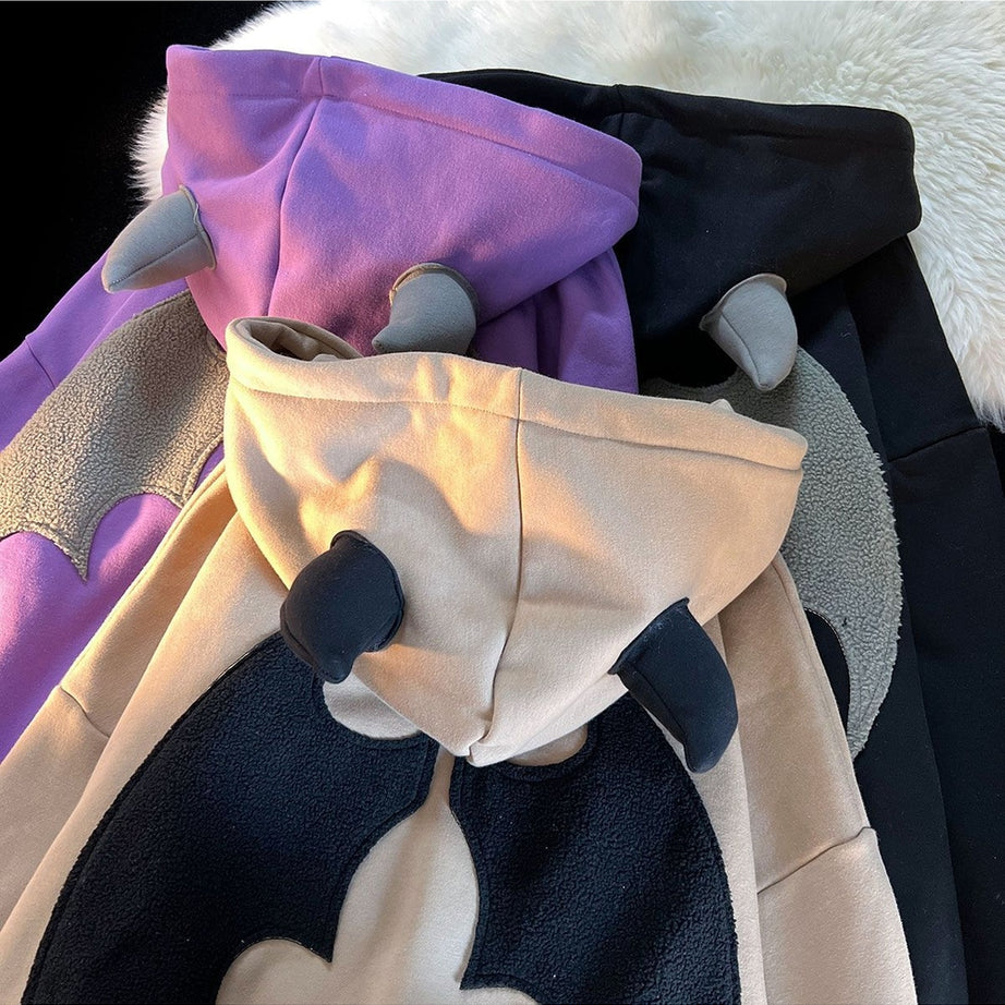 Y2k Little Devil Embroidered Zipper Hoodie