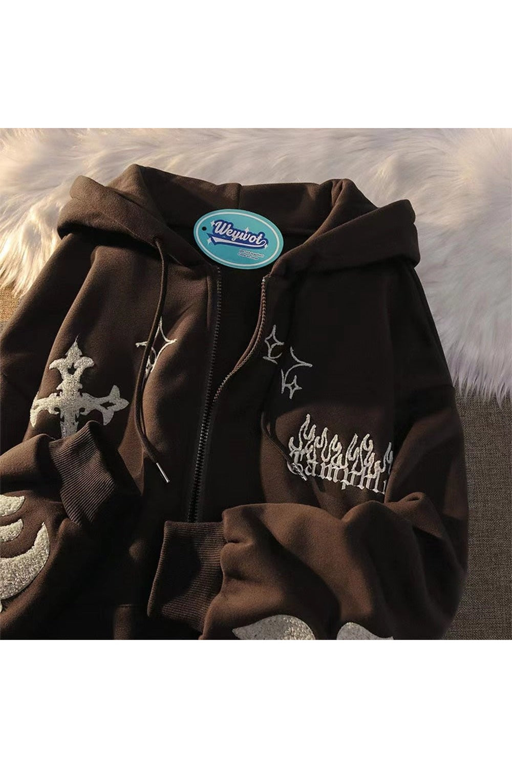 Y2k Little Devil Embroidered Zipper Hoodie