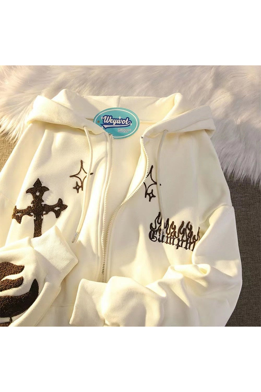 Y2k Little Devil Embroidered Zipper Hoodie