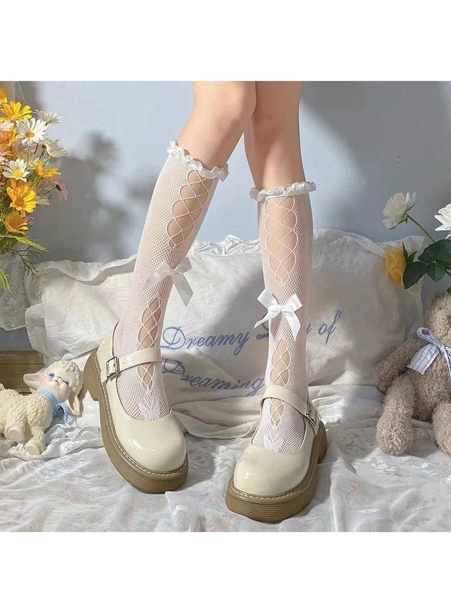 Y2k Kawaii Bow Lace Calf Socks