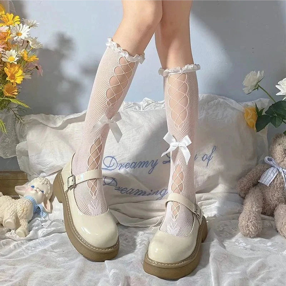 Y2k Kawaii Bow Lace Calf Socks