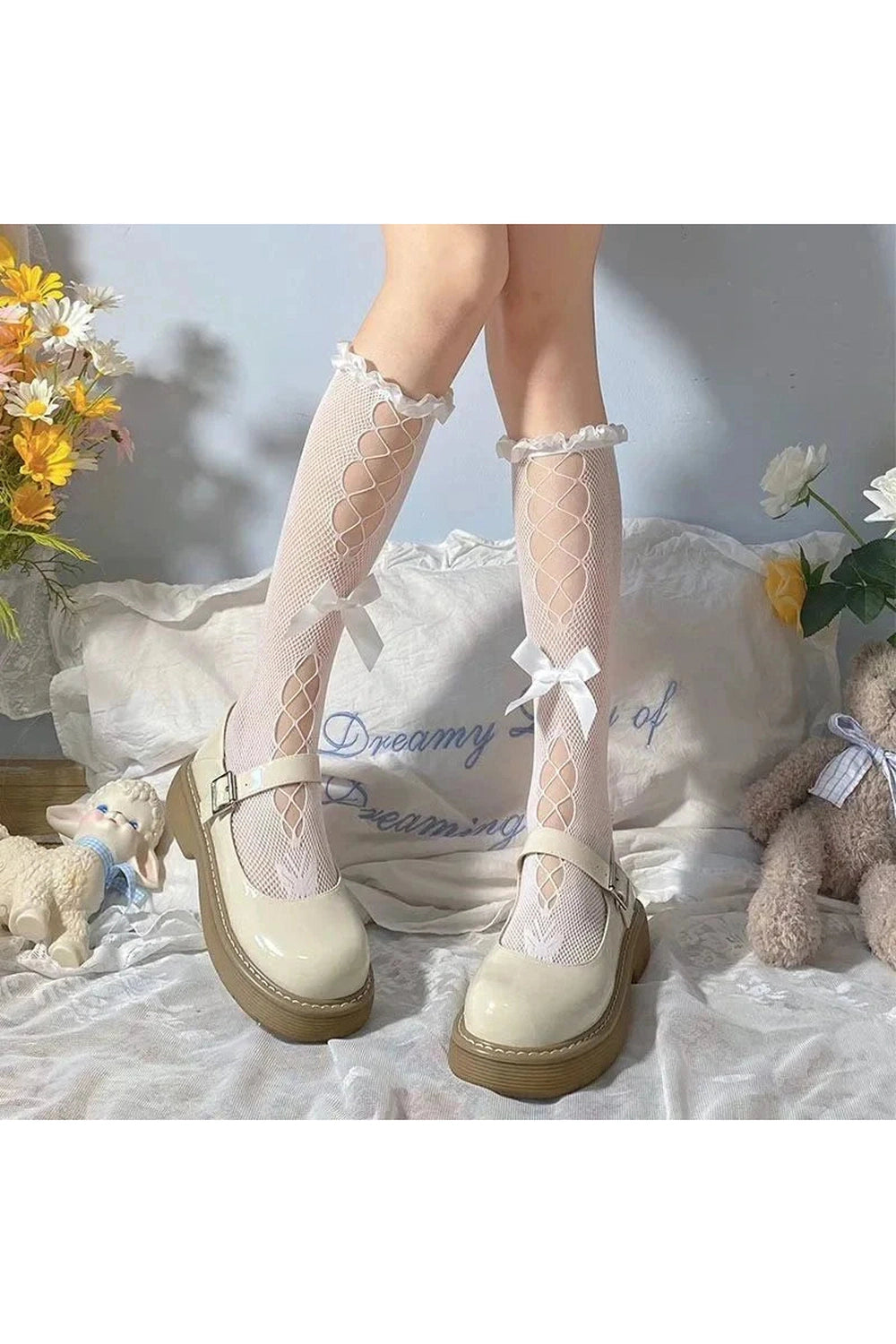 Y2k Kawaii Bow Lace Calf Socks
