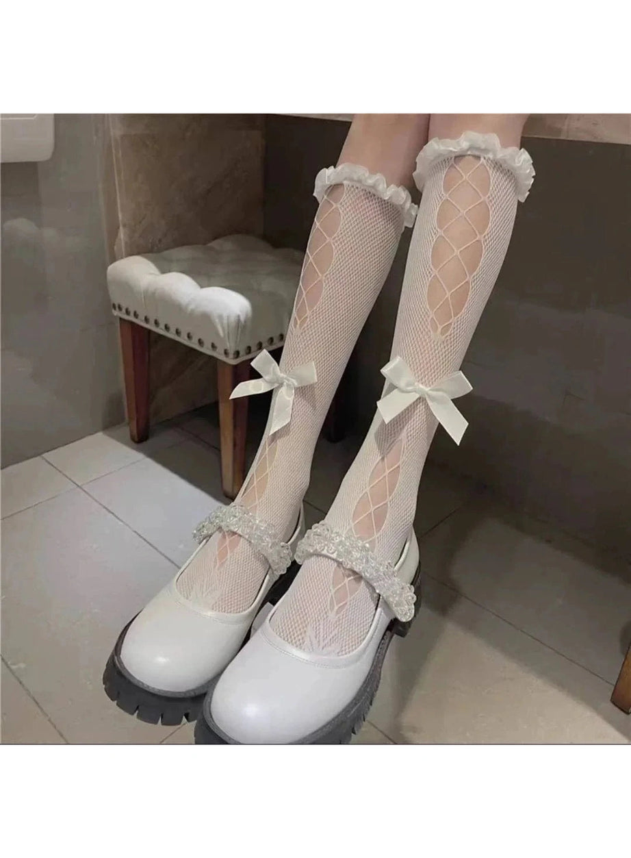 Y2k Kawaii Bow Lace Calf Socks