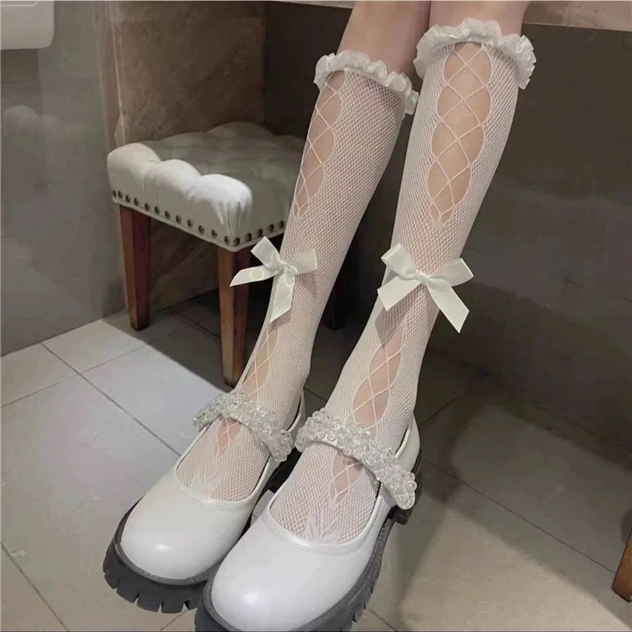 Y2k Kawaii Bow Lace Calf Socks