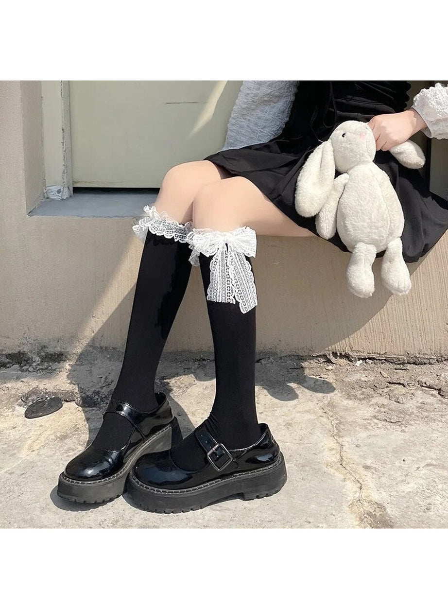 Y2k Kawaii Lace Bow Socks