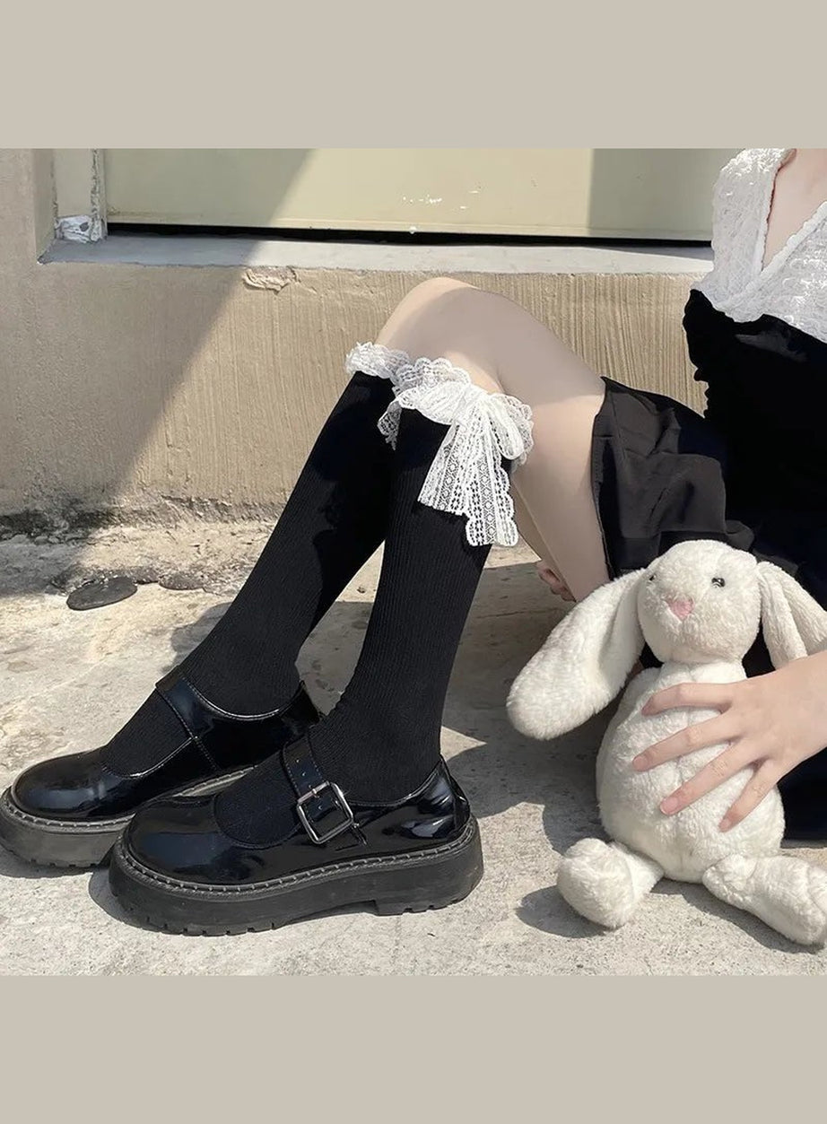 Y2k Kawaii Lace Bow Socks