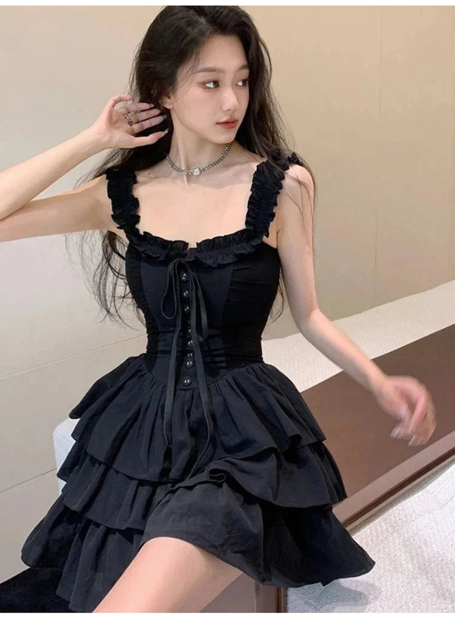 Y2k Lolita Style Black Dress