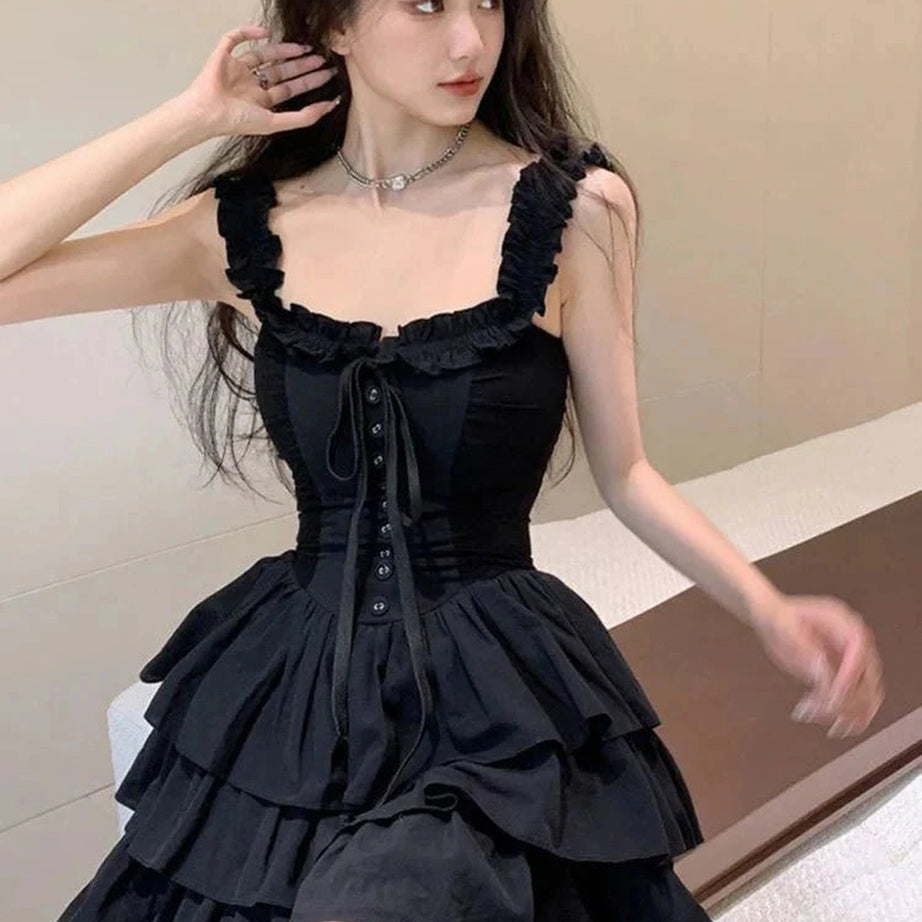 Y2k Lolita Style Black Dress