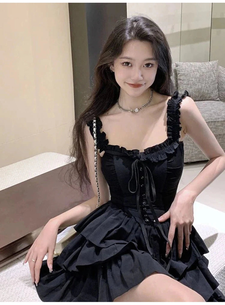 Y2k Lolita Style Black Dress