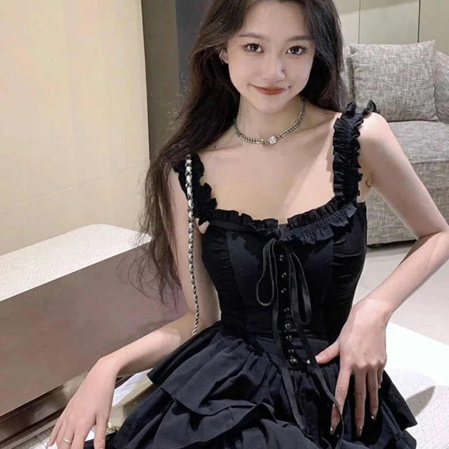 Y2k Lolita Style Black Dress